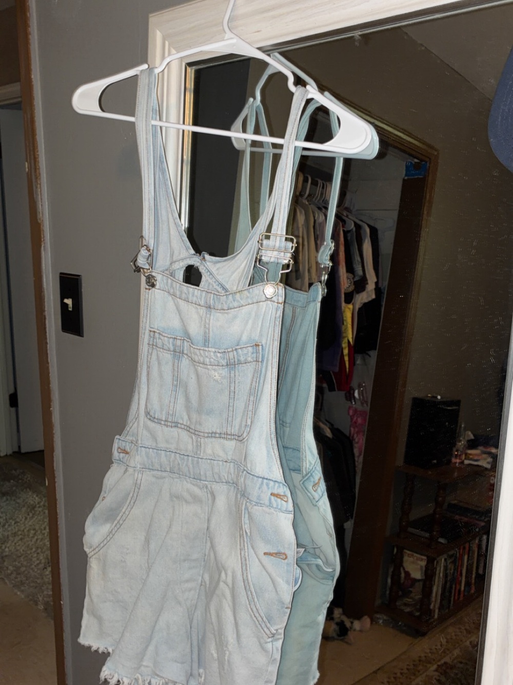 Target Light Wash Denim Short Overalls